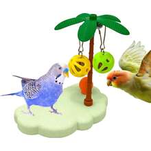 Mainan Panjat dan Garuk untuk Burung Beo, Mainan Platform Lompat Burung, Platform Lompat Hamster, Dekorasi Sangkar Burung, Cocok untuk Semua Jenis Burung dan Hewan Peliharaan Kecil Sepanjang Tahun (Warna Bola Berbentuk Lonceng Berubah Secara Acak) - Hijau - View 5