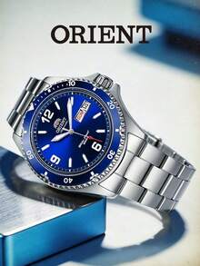 Jam Tangan Selam Otomatis Orient Mako II Pria, Dial Hitam, Gelang Baja Solid, Tahan Air 200m, Jam Tangan Selam Kalender FAA02001B9 - Perak - View 1
