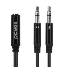 Cabo Adaptador Y P3 Fêmea Para P2 Macho- Preto-15cm - P3y-15 - Visão 1