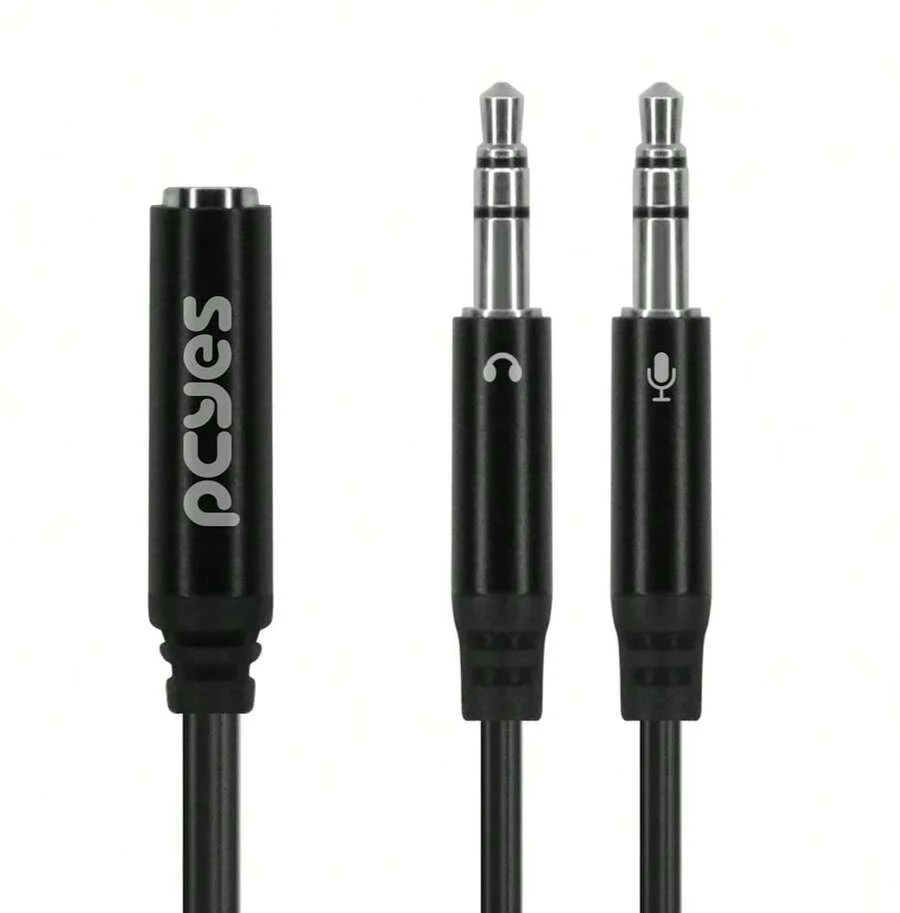 Cabo Adaptador Y P3 Fêmea Para P2 Macho- Preto-15cm - P3y-15 - Visão 1