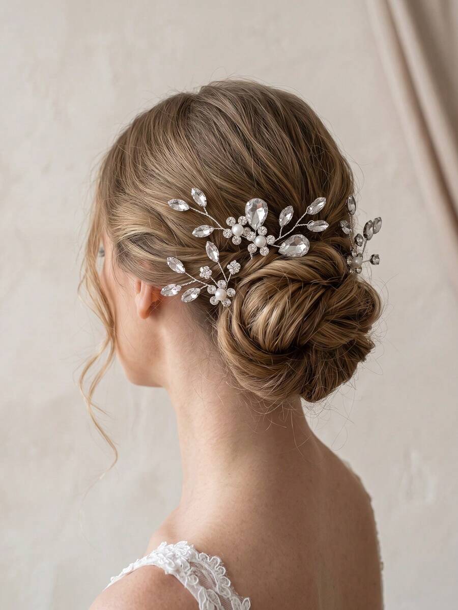 2pcs/Set Bridal Rhinestone Faux Pearl U-Shaped Hair Pins Elegant Wedding Hair Accessories For Bridesmaids Prom Banquet