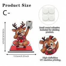 Creative Multi-Style Christmas Tissue Holder Ornament Snowman Reindeer Santa Claus Holiday Wooden Atmosphere Decorative Item, Holiday Decoration Tissue Holder Storage Ornament - 1PC - View 9