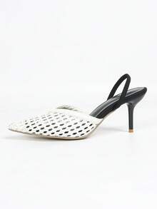 Women's Autumn/Winter Silk Versatile High Heel Elegant Party Comfortable Pointed Toe New Style Pumps (Randomly Cut Upper) - White - View 5