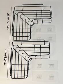 1/2 cái kệ treo tường phòng tắm, giá đựng đồ tắm, kệ lưu trữ hình tam giác không cần khoan cho phòng tắm và nhà bếp, phụ kiện phòng tắm - màu đen - Xem 8