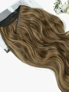 Invisible Wire Hair Extensions Honey Brown With Highlights Long Wavy Hair Extensions With Transparent Headband Fish Line Secret Hairpieces For Women - Piano Color - View 4
