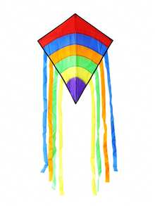 Multi-Tail Curved Diamond Kite, Rainbow Gradient, Durable Fabric, Multiple Streamers, Easy To Fly In Light Wind, 3 Styles Suitable For Outdoor Beach And Lawn - Multi-tail Colorful Diamond Kite-2 - View 6