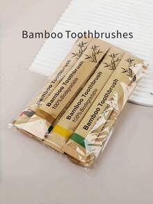 10pcs Bamboo Toothbrushes In Paper Bags, Adult Bamboo Toothbrush With Nylon Soft Bristles, Bamboo Fiber Toothbrush - Multicolor - View 8