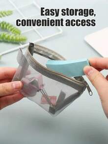 1/2PCS Mesh Storage Pouch, Portable Transparent Makeup Organizer Bag, Can Store Powder Puff, Makeup Sponge, Lipstick, Small Skincare Products, Suitable For Travel, Short Trips, Makeup Organizer, Small Items Storage - Multicolor - View 4
