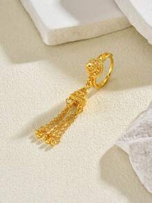 1pc Exotic Copper Material Rhombus Hollow Tassel Open Ring, Women's Jewelry For Diwali Costume Matching - Gold - View 8