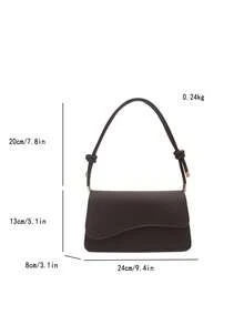 Fashion Solid Color Asymmetrical Flap Vintage Minimalist Elegant Shoulder Bag - Coffee - View 9