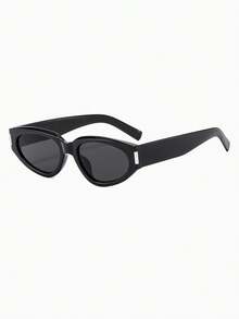 1 Pair Men's Personalized Rivet Cat Eye Fashion Glasses For Driving And Fishing - Glossy Black - View 2