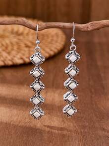 luodee Vintage Western Style White Turquoise Long Bar Earrings, Bohemian Dangle Earrings For Women, Suitable For Daily Wear, Exquisite Gift For Women - Multicolor - View 2
