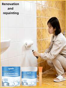 Tile Color Change Paint (White) (Black) (Grey) For Tile Surface Color Renewal, Good Coverage Of Original Base Color, Stable And Durable Daily Use Effect, Resistant To Daily Water Immersion And Common Stain Adhesion, Easily Bring New Look To Old Tile Space, No Need To Remove Or Replace Original Tiles, Maintain Uniform And Clean Tile Surface Color And Elegant Texture, Convenient And Fast, Practical Gift For Family And Friends On Holidays, Christmas, Halloween - A - View 2