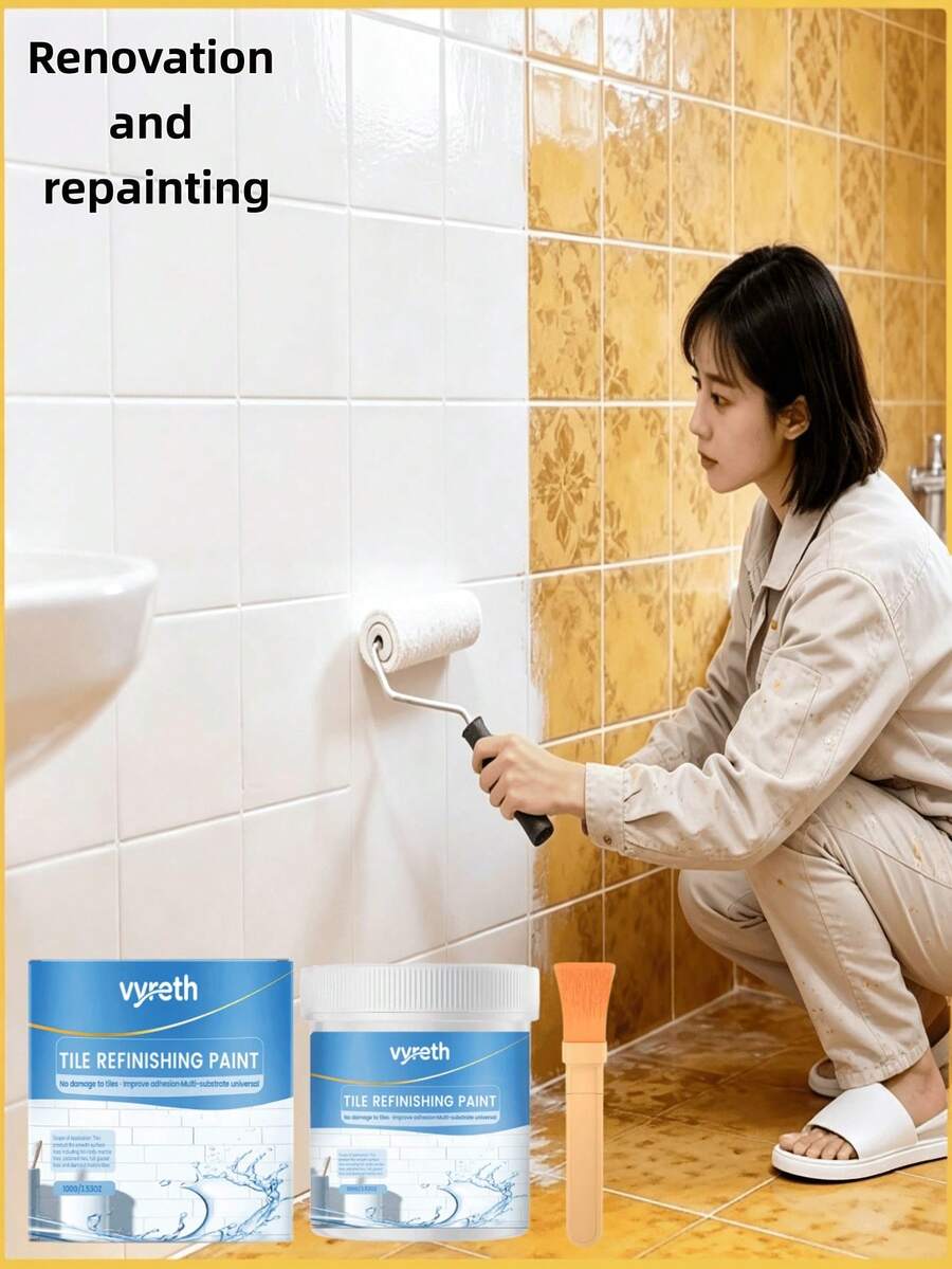 Tile Color Change Paint (White) (Black) (Grey) For Tile Surface Color Renewal, Good Coverage Of Original Base Color, Stable And Durable Daily Use Effect, Resistant To Daily Water Immersion And Common Stain Adhesion, Easily Bring New Look To Old Tile Space, No Need To Remove Or Replace Original Tiles, Maintain Uniform And Clean Tile Surface Color And Elegant Texture, Convenient And Fast, Practical Gift For Family And Friends On Holidays, Christmas, Halloween