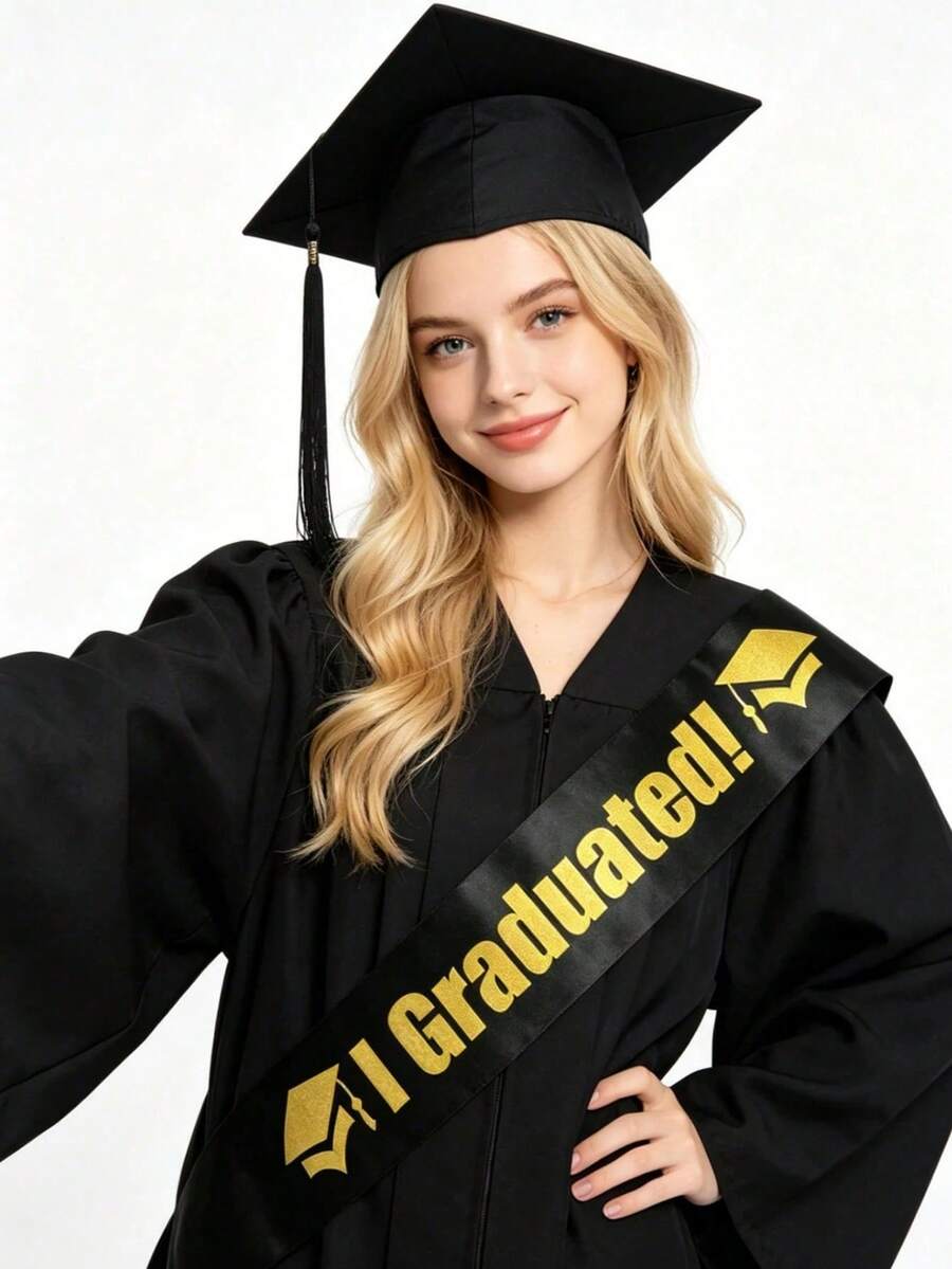 1pc High Quality Adult Graduation Cap, Unisex Black Bachelor Square Cap With Tassel, Adjustable Degree Hat, Suitable For Graduation Ceremony, Party, Cosplay, Best Photo Prop - View 1
