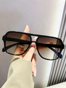 1PC Unisex Square Plastic Aviator Style Fashion Glasses - Ombre - View 3