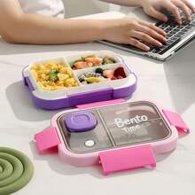 1pc Minimalist Student Lunch Box 304 Stainless Steel Divided Compartment Sealed Portable Fruit Meal Box For Office Workers - Multicolor - View 2