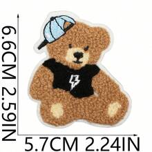 6pcs Cartoon Cute Bear Embroidered Patch Applique Decor Apple Bear Computer Embroidery Label Scarf Brown Bear Patch Suitable For Clothes, Hats, Bags, Jeans, Shirts, ZLY Decorative Patch - Multicolor - View 4