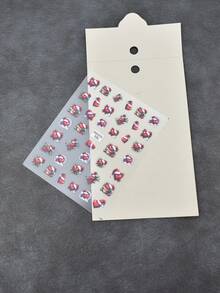1pc Christmas Colorful Ball Red Heart Nail Stickers, Red Flower Pine Branch Snowflake Nail Decals, Self-Adhesive Glitter Nail Art, Asymmetrical Shape, Sweet Style, Suitable For Theme Party - Multicolor - View 7