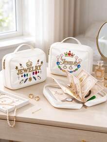 Travel Jewelry Organizer Case, Jewelry Print,Travel Jewelry Box Jewelrys Storage Book With 6 Plastic Pouches Portable Jewelrys Organizer,Earring - Multicolor - View 6