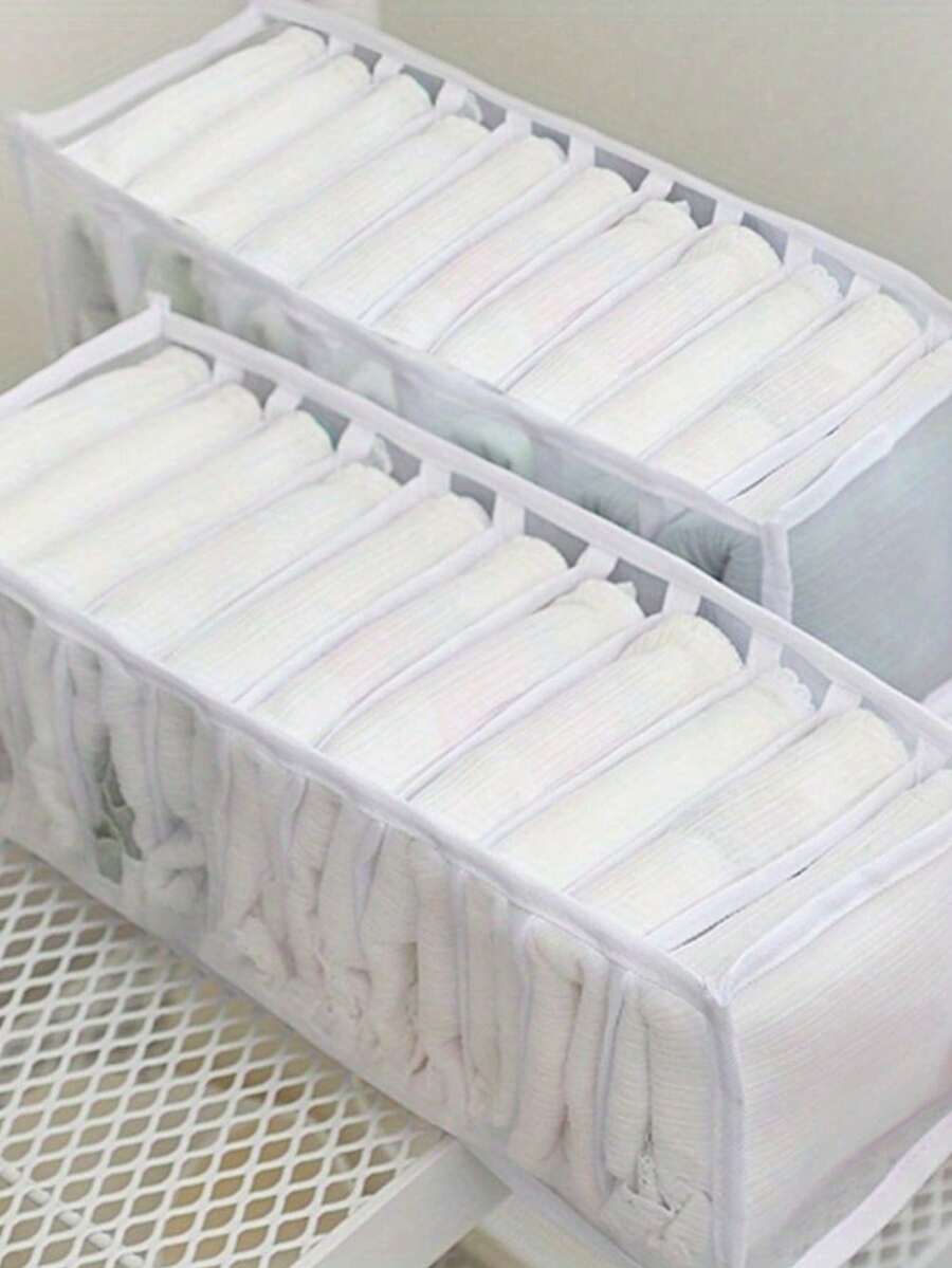 1pc Foldable Fabric Underwear Storage Box, 11-Compartment Multi-Function Organizer, Suitable For Socks, Bras And Clothing, Fit For Closet, Cabinet, Shelf And Home Storage