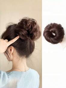Curly Hair Bun Wig, Hair Padding, Top Bun, Back Bun, Voluminous Floral Bun - Multicolor - View 5