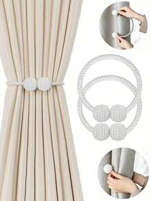 2pcs Convenient Curtain Tie-Backs, Polyester Rope Material, Modern Minimalist Style Curtain Tie-Backs, No-Drill Design, Easy And Convenient To Gather Curtains, Does Not Damage Curtain Fabric. Highly Attractive Soft Decoration Accessories, Suitable For Living Room, Bedroom, Office And Other Multiple Scenes, Easily Enhance Space Atmosphere, Practical Home Decor Item In Minimalist Style. Suitable As Birthday Gift, Graduation Memorial Gift, Dorm Room Renovation - Random - View 1