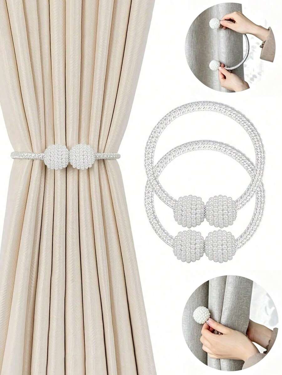 2pcs Convenient Curtain Tie-Backs, Polyester Rope Material, Modern Minimalist Style Curtain Tie-Backs, No-Drill Design, Easy And Convenient To Gather Curtains, Does Not Damage Curtain Fabric. Highly Attractive Soft Decoration Accessories, Suitable For Living Room, Bedroom, Office And Other Multiple Scenes, Easily Enhance Space Atmosphere, Practical Home Decor Item In Minimalist Style. Suitable As Birthday Gift, Graduation Memorial Gift, Dorm Room Renovation - Random - View 1