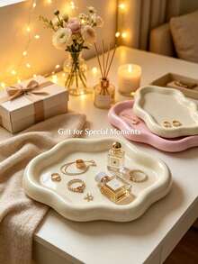 1pc Elegant Cloud-Shaped Plastic Tray, Minimalist And Stylish Single-Layer Design. It Can Be Used As A Storage Rack For Jewelry And Accessories, Or As A Display Stand For High-End Jewelry And Perfume. Additionally, It Can Also Be Used As A Beautiful Key Holder. Perfect For Use In Home, Living Room, Or Office. - Multicolor - View 8