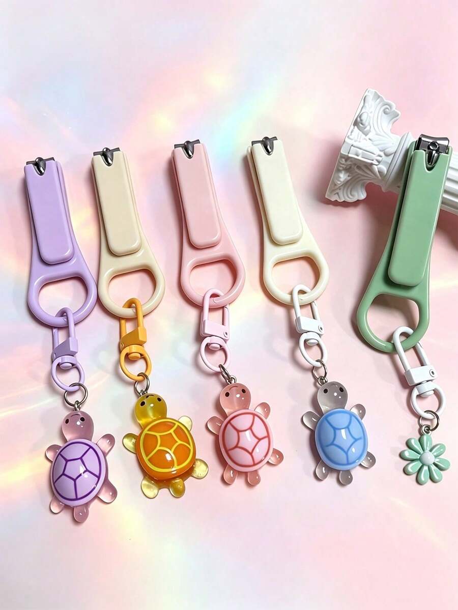 Mini Turtle Pendant, Small Flower Pendant, Nail Clippers, Stainless Steel Sharp Nail And Toenail Clippers, Straight Blade Manicure And Pedicure Tools, Practical Home Manicure And Nail Care Tools