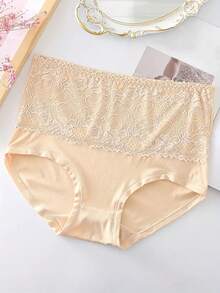 4pcs/pack Women's Plus Size Soft Skin-friendly Lace Trimmed Triangle Panties - Multicolor - View 7