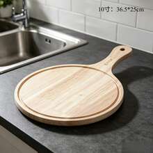 7‑14 Inch Home Round Wooden Pizza Board With Handle, Baking Serving Tray, Hanging Cutting Board For Bread Fruit Cheese - View 6