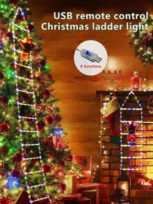 Lampu Natal LED Bentuk Tangga dengan Santa Claus yang Sedang Mendaki, Lampu Hias Warna-warni, Cocok untuk Dekorasi Natal, Ulang Tahun, Pesta, Halloween, Tahun Baru, Pencahayaan Suasana Perayaan, dan Dekorasi Estetika Rumah. - 2026 - View 7