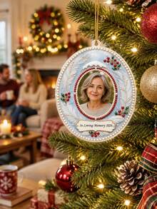Custom Photo DIY Pearl Diamond Painting Ornament, Personalized 3D Holographic Memorial Suncatcher Kit, In Loving Memory Christmas Tree & Window Hanging Decor, Handmade Keepsake Gift For Grandma Family Friends Pet Lovers - Multicolor - View 6