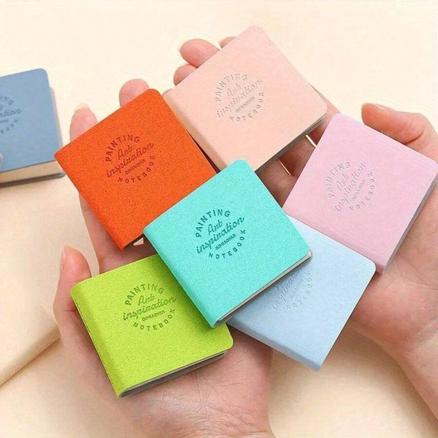 3pcs Colorful Mini Drawing Books Square Watercolor Sketchbook Thick Paper Drawing Books Study Art Art Supplies - Style 1 - View 1
