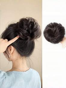 Curly Hair Bun Wig, Hair Padding, Top Bun, Back Bun, Voluminous Floral Bun - Multicolor - View 3