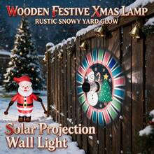 Solar Powered Outdoor Christmas Projection Wall Light, Snowman & Christmas Tree Theme Holiday Atmosphere Decorative Light. Compact Light Body Projects Cute Red Hat Snowman, Decorated Christmas Tree, Candy Cane & Snowflake, Surrounded By Colorful Radiant Light, Ring-Shaped Light Effect Is Stunning, Excellent Visual Effect On Wooden Wall, Perfect For Outdoor Yard Use - Chibi Multicolor Snowman and Tree Projection - View 8