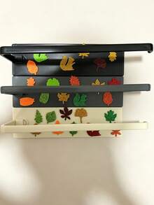 2/1pc New Autumn Maple Leaf Pattern Minimalist Kitchen/Bathroom Storage Rack, Green Leaf Design, Small Green Stem Repeating Pattern, Comfortable Handmade Appearance, Can Be Used As Paper Towel Holder, Napkin Holder, Dishcloth Rack, Gold/Silver/Black/Minimalist Style, Multiple Specifications Available. Home Decor, Kitchen Storage, Bathroom Storage Rack (Stickers Need To Be Manually Applied) - Multicolor - View 1