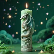 3D Dragon & Castle Silicone Candle Mold - Flexible & Reusable, Suitable For Making Candles, Soaps, Resin Casting And Home Decor, With Exquisite Details - Sold Individually - White - View 2