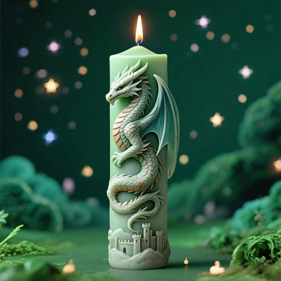 3D Dragon & Castle Silicone Candle Mold - Flexible & Reusable, Suitable For Making Candles, Soaps, Resin Casting And Home Decor, With Exquisite Details - Sold Individually