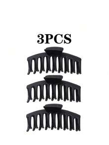 4/3/2pcs Black Fashion Large Hair Clips, Lightweight Plastic Hair Clips, Multi-Functional Fashion Hair Accessories, Women's Hair Accessories - Black - View 8