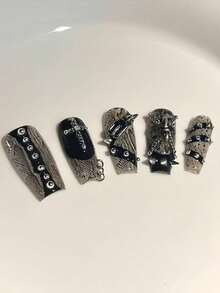 3D 矽膠美甲模具 1件裝 龐克鉚釘鏈條甜酷 Y2K 風格 個性化圖案設計 DIY 樹脂裝飾工具 美甲模具 適用於美甲沙龍與居家 DIY - 彩色 - 查看 5