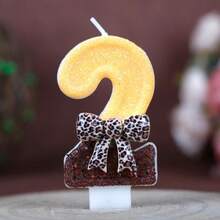 1pc Digital Birthday Candle Leopard Print Bow Cute Girly Atmosphere Color Block Handmade Candle Birthday Party Theme Party Cake Decoration Candle Number Candle - View 21