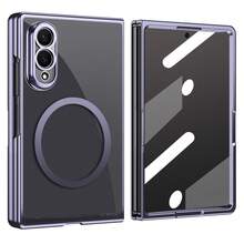 VIETAO Electroplating Transparent Magnetic Wireless Charging Mobile Phone Case Compatible With Samsung Galaxy Z Fold 8 Ultra 7 6 5 4 Fashion Thin Phone Cover Compatible With IPhone Duo With Tempered Glass Screen Protector - Purple - View 13