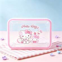 Miniso Sanrio Characters Series Rectangular Four‑Side Buckle Food Storage Box, Hello Kitty Printed Airtight Lunch Container, Leak‑Proof Fresh‑Keeping Box, Portable Holder For Fridge, Student & Kitchen‑1pc - View 4