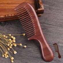 1pc Natural Wooden Fine-Tooth Comb, Anti-Static Anti-Hair Loss, Portable, Designed For Women With Long Hair - Multicolor - View 8