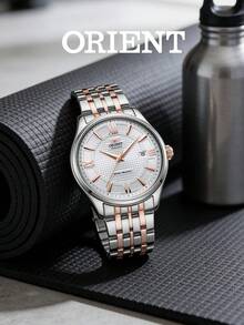Jam Tangan Mekanik Otomatis Dua Warna ORIENT Pria, Dial Perak Bertekstur, Indeks Angka Romawi, Tampilan Tanggal, Gelang Stainless Steel, Jam Tangan Bisnis Formal. - SAC04001W0 - View 1