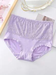 4pcs/pack Women's Plus Size Soft Skin-friendly Lace Trimmed Triangle Panties - Multicolor - View 8