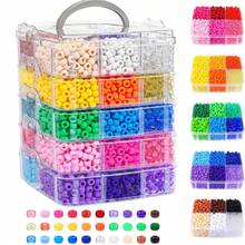 4500 Pieces Rainbow Large Hole Pony Beads, Assorted Color Plastic Beads With Portable Stackable Storage Box, DIY Bracelets Necklaces Keychains Handmade Craft Jewelry Making Supplies - A - View 1