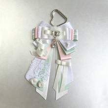1pc Satin Ribbon Heart Rhinestone Bow Bag Charm, Anime Cosplay Concert Convention Lolita Ita Bag Accessory, Badge Matching Handmade Long Ribbon Lace Wings Pearl Star Polka Dot Satin Ribbon Decoration Accessory - A - View 9